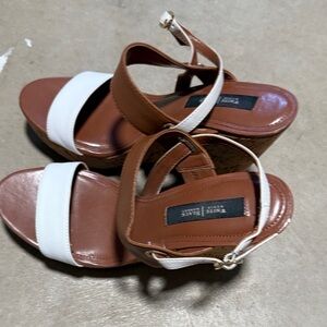 White House Black Market Two-Tone Wedge Sandals